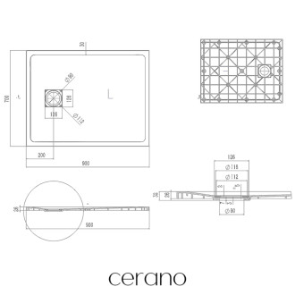 CERANO - Sprchová vanička obdĺžniková Pablo - SMC/minerálny kompozit - štruktúrovaná šedá - 90x70 cm