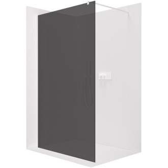 CERANO - Sprchová zástena Walk-in Onyx Round Ľ/P - 8 mm - guľatá vzpera - biela matná, grafitové sklo - 160x200 cm