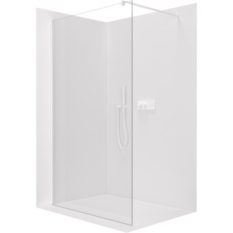 CERANO - Sprchová zástena Walk-in Onyx Round Ľ/P - 8 mm - guľatá vzpera - biela matná, transparentné sklo - 100x200 cm