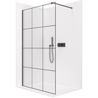CERANO - Sprchová zástena Walk-in Onyx Cube Ľ/P - 8 mm - hranatá vzpera - čierna matná, industriálne sklo - 100x200 cm