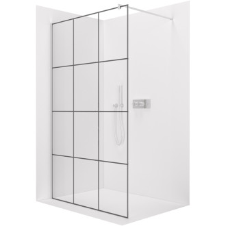 CERANO - Sprchová zástena Walk-in Onyx Round Ľ/P - 8 mm - guľatá vzpera - chróm, industriálne sklo - 120x200 cm