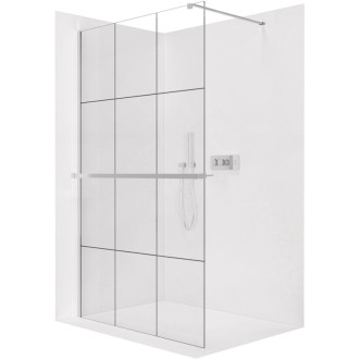 CERANO - Sprchová zástena Walk-in Onyx Cube Ľ/P - 8 mm + polička / držiak na uteráky - hranatá vzpera - chróm, industriálne sklo - 100x200 cm