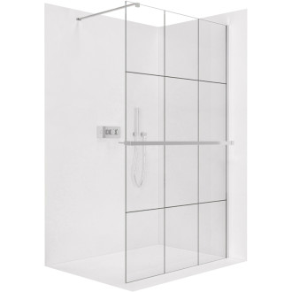 CERANO - Sprchová zástena Walk-in Onyx Cube Ľ/P - 8 mm + polička / držiak na uteráky - hranatá vzpera - chróm, industriálne sklo - 100x200 cm