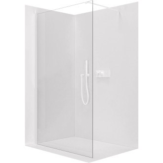 CERANO - Sprchová zástena Walk-in Onyx Cube Ľ/P - 8 mm - hranatá vzpera - biela matná, transparentné sklo - 130x200 cm