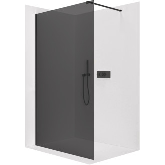 CERANO - Sprchová zástena Walk-in Onyx Cube Ľ/P - 8 mm - hranatá vzpera - čierna matná, grafitové sklo - 70x200 cm