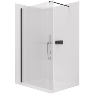 CERANO - Sprchová zástena Walk-in Onyx Cube Ľ/P - 8 mm - hranatá vzpera - čierna matná, ryhované sklo - 120x200 cm