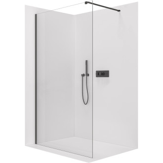 CERANO - Sprchová zástena Walk-in Onyx Cube Ľ/P - 8 mm - hranatá vzpera - čierna matná, transparentné sklo - 100x200 cm
