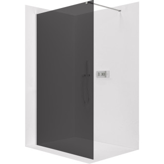 CERANO - Sprchová zástena Walk-in Onyx Cube Ľ/P - 8 mm - hranatá vzpera - chróm, grafitové sklo - 70x200 cm