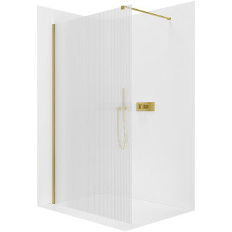 CERANO - Sprchová zástena Walk-in Onyx Cube Ľ/P - 8 mm - hranatá vzpera - zlatá, ryhované sklo - 70x200 cm