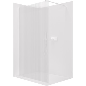 CERANO - Sprchová zástena Walk-in Onyx Round Ľ/P - 8 mm - guľatá vzpera - biela matná, ryhované sklo - 140x200 cm