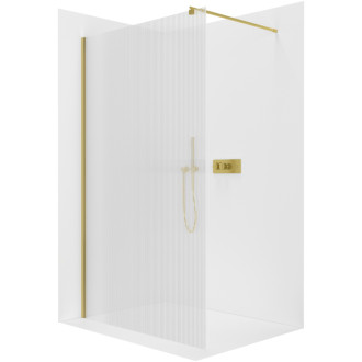 CERANO - Sprchová zástena Walk-in Onyx Round Ľ/P - 8 mm - guľatá vzpera - zlatá, ryhované sklo - 130x200 cm