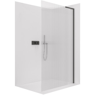 CERANO - Sprchová zástena Walk-in Onyx L-pravá vzpera - 8 mm - čierna matná, ryhované sklo - 160x200 cm