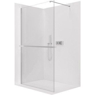 CERANO - Sprchová zástena Walk-in Onyx Cube Ľ/P - 8 mm + polička/držiak na uteráky - hranatá vzpera - chróm, transparentné sklo - 100x200 cm
