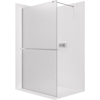 CERANO - Sprchová zástena Walk-in Onyx Cube Ľ/P - 8 mm + polička/držiak na uteráky - hranatá vzpera - chróm, mliečne sklo - 50x200 cm