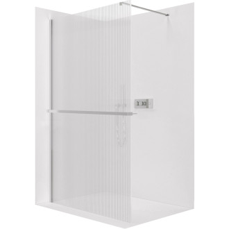 CERANO - Sprchová zástena Walk-in Onyx Cube Ľ/P - 8 mm + polička/držiak na uteráky - hranatá vzpera - chróm, ryhované sklo - 70x200 cm