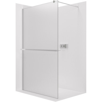 CERANO - Sprchová zástena Walk-in Onyx Round Ľ/P - 8 mm + polička / držiak na uteráky - okrúhla vzpera - chróm, mliečne sklo - 60x200 cm