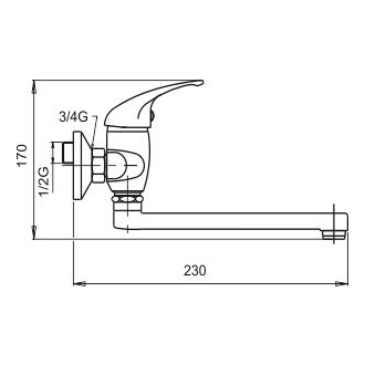 Novaservis Drezová batéria 150 mm lekárska páka Metalia 55 chróm 55076L,0