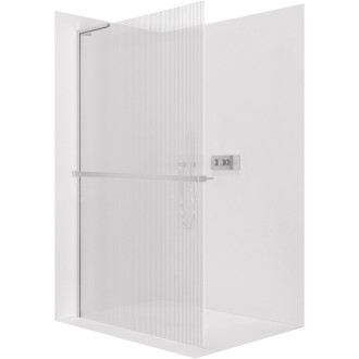 CERANO - Sprchová zástena Walk-in Onyx L-ľavá vzpera - 8 mm + polička / držiak na uteráky - chróm, ryhované sklo - 70x200 cm