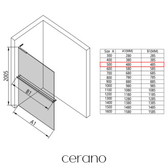 CERANO - Sprchová zástena Walk-in Onyx L-pravá vzpera - 8 mm + polička/držiak na uteráky - chróm, mliečne sklo - 50x200 cm