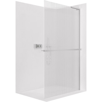 CERANO - Sprchová zástena Walk-in Onyx L-pravá vzpera - 8 mm + polička/držiak na uteráky - chróm, ryhované sklo - 70x200 cm