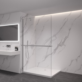 CERANO - Sprchová zástena Walk-in Onyx YL/P - 8 mm + polička/držiak na uteráky - chróm, transparentné sklo - 160x200 cm