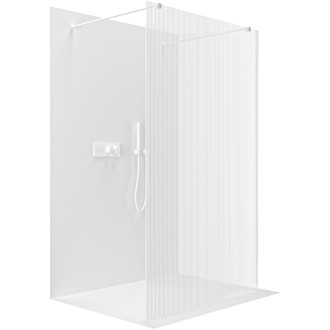 CERANO - Sprchová zástena Walk-in Onyx Duo Ľ/P - 8 mm - hranatá vzpera - biela matná, ryhované sklo - 140x200 cm