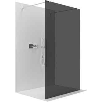 CERANO - Sprchová zástena Walk-in Onyx Duo Ľ/P - 8 mm - hranatá vzpera - chróm, grafitové sklo - 70x200 cm