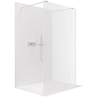 CERANO - Sprchová zástena Walk-in Onyx Duo Ľ/P - 8 mm - hranatá vzpera - chróm, ryhované sklo - 160x200 cm