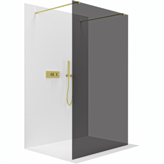 CERANO - Sprchová zástena Walk-in Onyx Duo Ľ/P - 8 mm - hranatá vzpera - zlatá, grafitové sklo - 70x200 cm