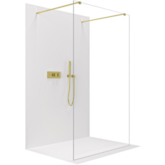 CERANO - Sprchová zástena Walk-in Onyx Duo Ľ/P - 8 mm - hranatá vzpera - zlatá, transparentné sklo - 120x200 cm
