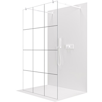 CERANO - Sprchová zástena Walk-in Onyx Duo Ľ/P - 8 mm - guľatá vzpera - biela matná, industriálne sklo - 110x200 cm