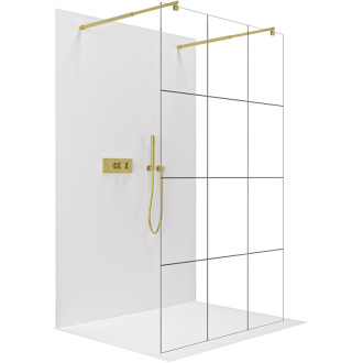CERANO - Sprchová zástena Walk-in Onyx Duo Ľ/P - 8 mm - guľatá vzpera - zlatá, industriálne sklo - 120x200 cm