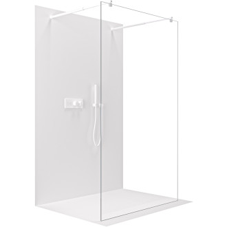 CERANO - Sprchová zástena Walk-in Onyx Duo Ľ/P - 8 mm - guľatá vzpera - biela matná, transparentné sklo - 50x200 cm
