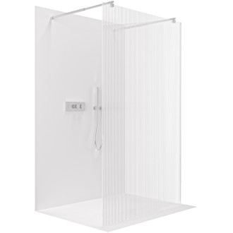 CERANO - Sprchová zástena Walk-in Onyx Duo Ľ/P - 8 mm - okrúhla vzpera - chróm, ryhované sklo - 160x200 cm