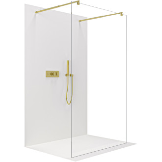 CERANO - Sprchová zástena Walk-in Onyx Duo Ľ/P - 8 mm - guľatá vzpera - zlatá, transparentné sklo - 120x200 cm
