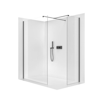 CERANO - Sprchová zástena Walk-in Onyx TL/P - 8 mm - hranatá vzpera - čierna matná, transparentné sklo - 100x50x200 cm