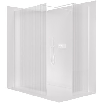 CERANO - Sprchová zástena Walk-in Onyx TL/P - 8 mm - hranatá vzpera - biela matná, ryhované sklo - 160x120x200 cm