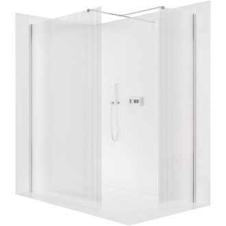 CERANO - Sprchová zástena Walk-in Onyx TL/P - 8 mm - hranatá vzpera - chróm, ryhované sklo - 70x70x200 cm
