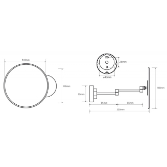 BEMETA OMEGA: Kozmetické zrkadlo O140 mm jednostranné, 3x 112101521