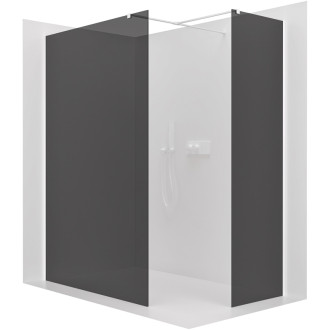 CERANO - Sprchová zástena Walk-in Onyx TL/P - 8 mm - hranatá vzpera - biela matná, grafitové sklo - 80x70x200 cm