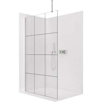CERANO - Sprchová zástena Walk-in Onyx Top Round Ľ/P - 8 mm - guľatá vzpera - chróm, industriálne sklo - 110x200 cm