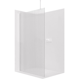 CERANO - Sprchová zástena Walk-in Onyx Top Round Ľ/P - 8 mm - guľatá vzpera - biela matná, ryhované sklo - 140x200 cm
