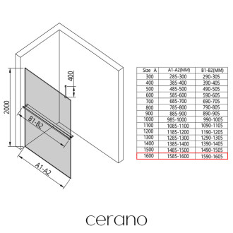 CERANO - Sprchová zástena Walk-in Onyx Top Round Ľ/P - 8 mm - guľatá vzpera + polička/držiak na uteráky - čierna matná, grafitové sklo - 160x200 cm