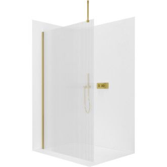 CERANO - Sprchová zástena Walk-in Onyx Top Round Ľ/P - 8 mm - okrúhla vzpera - zlatá, ryhované sklo - 70x200 cm