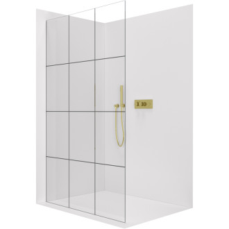 CERANO - Sprchová zástena Walk-in Crystal Ľ/P - 8 mm - bezvzperový systém - zlatá, industriálne sklo - 90x200 cm