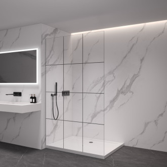 CERANO - Sprchová zástena Walk-in Crystal Ľ/P - 8 mm - bezvzperový systém - čierna matná, industriálne sklo - 150x200 cm