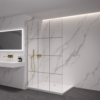 CERANO - Sprchová zástena Walk-in Crystal Ľ/P - 8 mm - bezvzperový systém - zlatá kartáčovaná, industriálne sklo - 130x200 cm