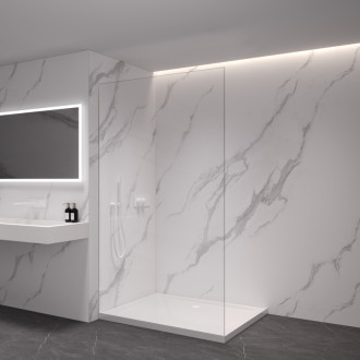 CERANO - Sprchová zástena Walk-in Crystal Ľ/P - 8 mm - bezvzperový systém - biela matná, transparentné sklo - 50x200 cm