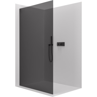 CERANO - Sprchová zástena Walk-in Crystal Ľ/P - 8 mm - bezvzperový systém - čierna matná, grafitové sklo - 70x200 cm