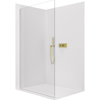 CERANO - Sprchová zástena Walk-in Crystal Ľ/P - 8 mm - bezvzperový systém - zlatá, transparentné sklo - 80x200 cm